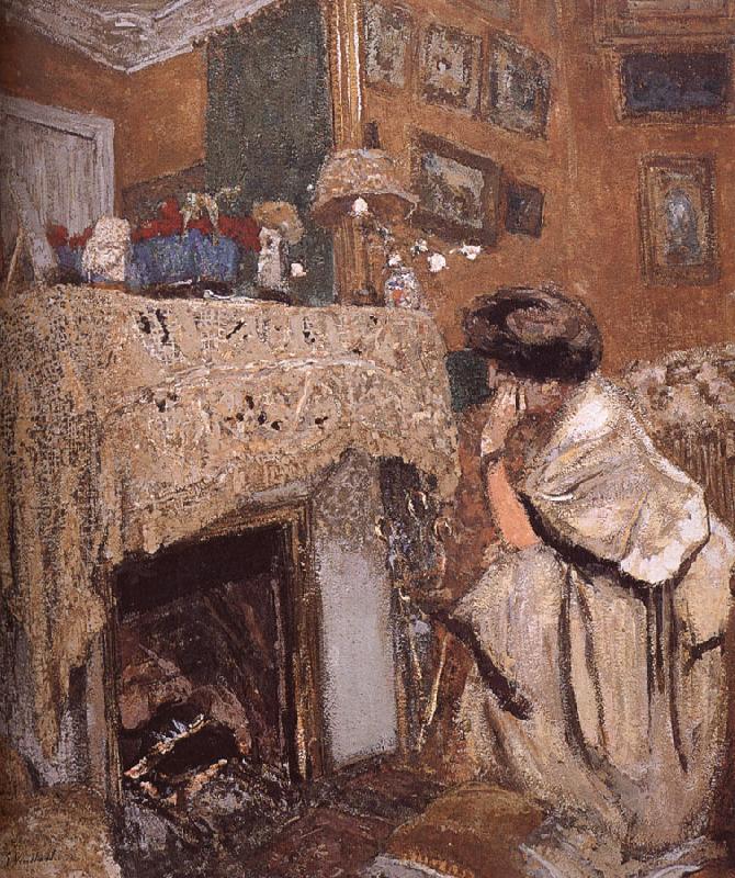 Edouard Vuillard The fireplace black s wife France oil painting art
